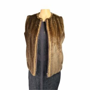 La Maison De La Fausse Fourrure Paris Faux Fur Vest Brown Size M